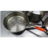 Image 2 : Qty 3 Misc Sizes Pots - 2 Frying Pans w/ Long Handles & Stock Stew Pot w/ Lid