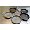 Image 1 : Qty 5 Misc Sizes Non-Stick Frying Sauté Pans w/ Long Metal Handles