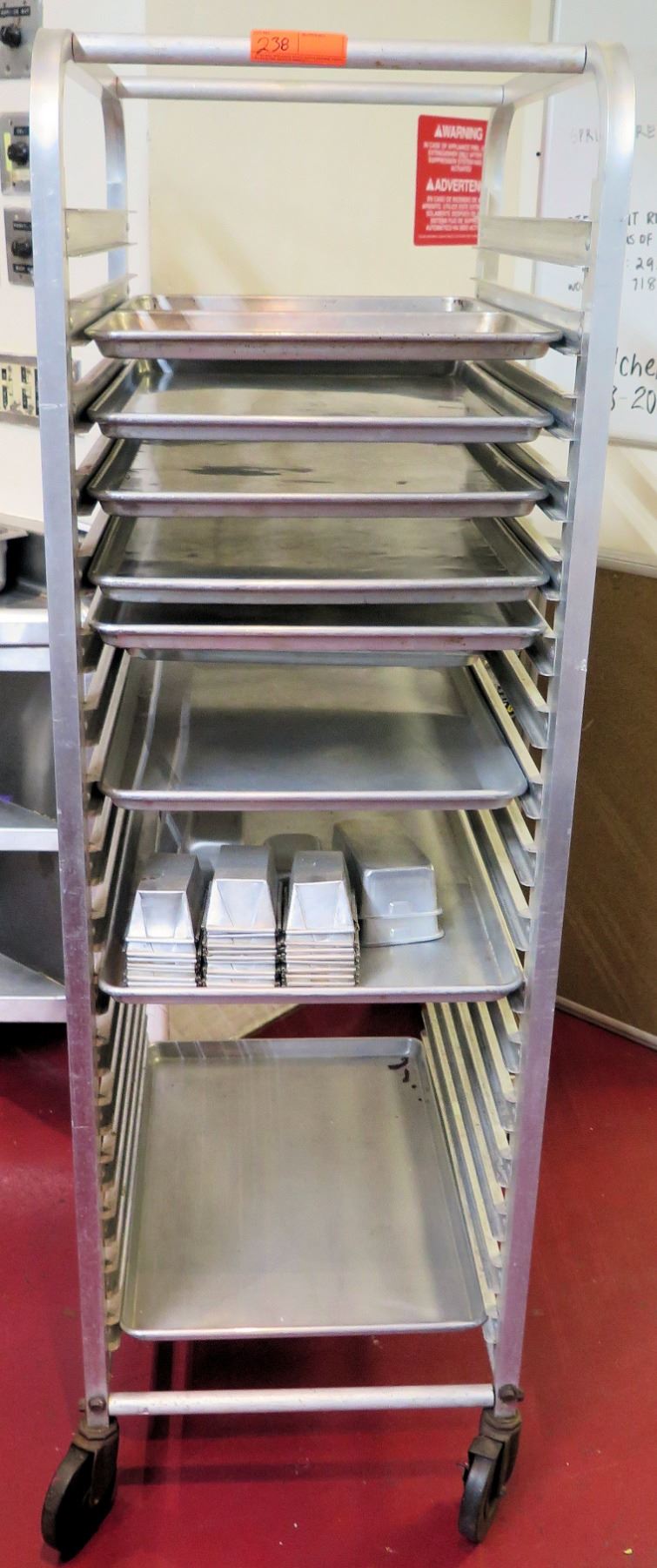Pan Stacker Rolling Rack Rolling Sheet Pan Rack w/ Shelf w/ Misc Loaf Pans 28