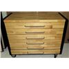 Image 1 : Rolling Wooden Kitchen 6 Shelf Cabinet w/ Contents - Stencils, etc, 40"L x 20"D x 33"H