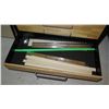 Image 8 : Rolling Wooden Kitchen 6 Shelf Cabinet w/ Contents - Stencils, etc, 40"L x 20"D x 33"H