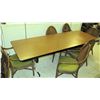 Image 1 : Folding Conference Table w/ 6 Wicker Bamboo Chairs w/ Green Upholstered Seats, 96"L x 36"W x 29"H