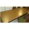 Image 2 : Folding Conference Table w/ 6 Wicker Bamboo Chairs w/ Green Upholstered Seats, 96"L x 36"W x 29"H