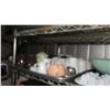 Image 8 : Large Metal Adjustable Kitchen Shelf Unit on Wheels w/ Misc Dishes