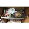 Image 3 : Wooden Shelf Cabinet w/ Dishes & Misc Kitchen Equipment