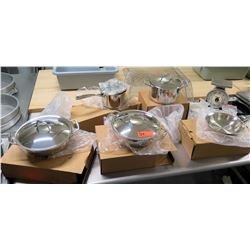 Qty 5 New Pots Pans in Boxes w/ Scale & Misc