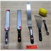 Image 1 : Qty 2 Wusthof Classic Chef Knives w/ 2 Spatulas & Melon Baller