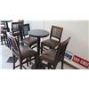 Image 8 : Qty 3 Round Bar-Height Tables & 4 Upholsterded Barstools
