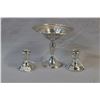 Image 1 : Sterling silver 6" comport and a pair of sterling candleholders