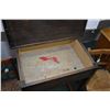 Image 2 : Two child sized rush seat antique chairs and a flip up student desk with ink well, missing liner