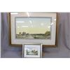 Image 1 : Two framed original art works including watercolour painting of a rural scene signed by artist Jim (