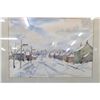 Image 1 : Original watercolour painting of winter street scene signed by artist Dorothy Walter, 16" X 22"