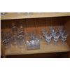 Image 2 : Shelf lot of collectible cornflower crystal including drinking glasses, small plates, set of eight w