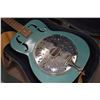 Image 2 : Johnson hollow electric resonator guitar with teal powder coated finish including hard case