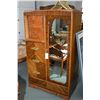 Image 1 : Art deco walnut bedroom chiffarobe with matched grain paneling, original hardware and finish, matche