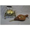 Image 1 : Pair of matching 7 1/2" Cloisonn‚ vases, a brass footed kettle, a brass trivet and a fireplace bello