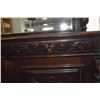 Image 2 : Antique oak sideboard with lion's head motif columns and drawer pull, North wind style raised panel 