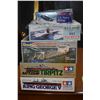 Image 2 : Five new in box plastic model kits including battleships, submarine and blimp