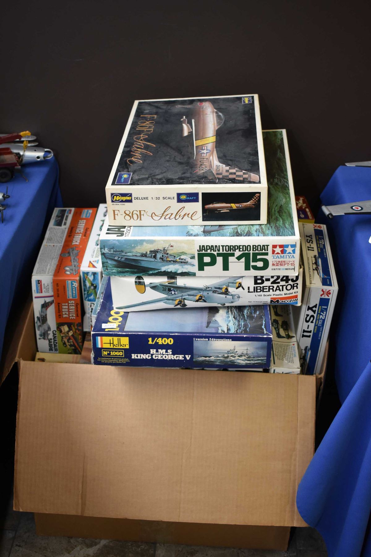 Large selection of assembled plastic model kits mostly planes including ...