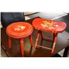 Image 1 : Two small stools both with childlike decoration including one that folds