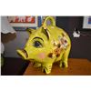 Image 1 : Decorative papier mache pig and a figural lamp planter of a man riding an elephant