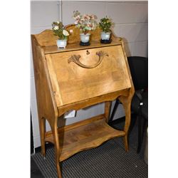 Antique Canadiana drop front desk with fitted interior and galley