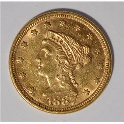 1887 $2.5 GOLD LIBERTY AU/BU