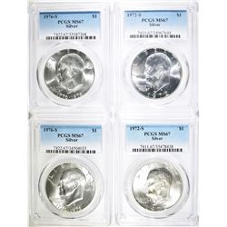 LOT OF 4 PCGS MS-67 SILVER EISENHOWER DOLLARS