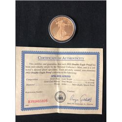1933 DOUBLE EAGLE PROOF (24 KT PURE GOLD CLAD BRONZE)