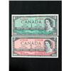 Image 1 : 1954 CANADIAN ONE & TWO DOLLAR BANK NOTES
