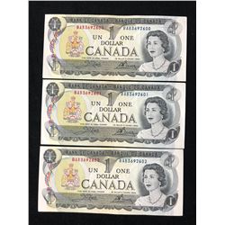 1973 $1 UNCIRCULATED SEQUENTIAL CANADIAN BANK NOTES