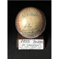 1955 NY YANKEES MULTI SIGNED BASEBALL (FORD/ STENGEL/ LOPAT/ RIZUTTO + MORE)