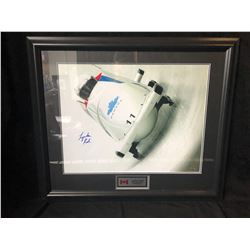 LYNDON RUSH SIGNED TEAM CANADA BOBSLEIGH 2010 FRAMED COLOR PHOTO (GAMEDAY COA)