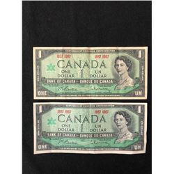 1967 (1867-) Bank of Canada $1 Dollar Date Notes Centennial of Canadian Confederation (Uncirculated)
