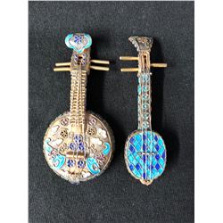 TIBETAN SILVER MINI HAND PAINTED INSTRUMENTS