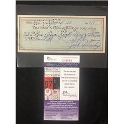 JACK SHARKEY SIGNED BANK CHEQUE (JSA COA)