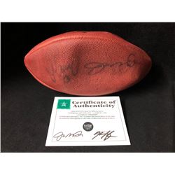 JOE MONTANA & DAN MARINO SIGNED FOOTBALL (SUPER GREETINGS COA)