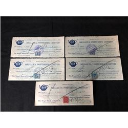 1930'S MEDALTA POTTERIES SIGNED CHEQUES LOT