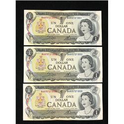1973 $1 UNCIRCULATED SEQUENTIAL CANADIAN BANK NOTES