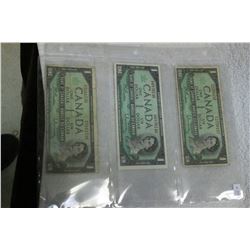 Canada One Dollar Bills (3)