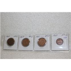 Nfld One Cent Coins (4)