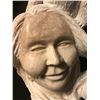 Image 11 : Kathy Whitman-Elk Woman Carved alabaster sculpture, conjoined busts of a Native American woman and B