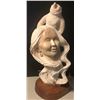 Image 2 : Kathy Whitman-Elk Woman Carved alabaster sculpture, conjoined busts of a Native American woman and B