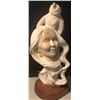 Image 3 : Kathy Whitman-Elk Woman Carved alabaster sculpture, conjoined busts of a Native American woman and B
