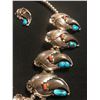 Image 3 : Bear Claw Turquoise & Corral Sterling Silver Squash Blossom Necklace and Matching Ear Rings