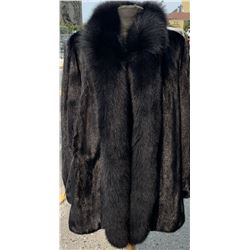 Sheared Mink Coat with Fox Tuxedo Trim