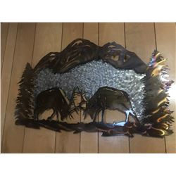 Grinder Metal Art Fighting Bull Elk