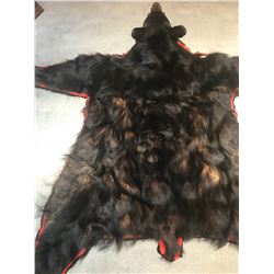 Black Bear Rug with Felt Backing Open Mouth with Full Claws