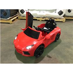 RED " FERRARI " CAR REMOTE CONTROLLED CHILDRENS RIDE ON TOY WITH LIGHTS, USB DIGITAL AUDIO PLAYER &