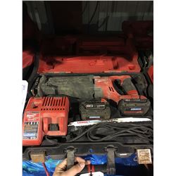 MILWAUKEE M18 CORDLESS RECIPROCATING SAW WITH 2 BATTERIES & CHARGER IN CASE